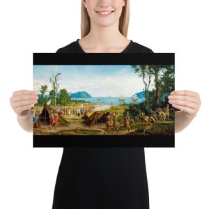 The First Portuguese Village in the Americas - Fundação de São Vicente by Benedito Calixto - Poster