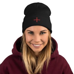 Red Crusader Cross - Embroidered Beanie