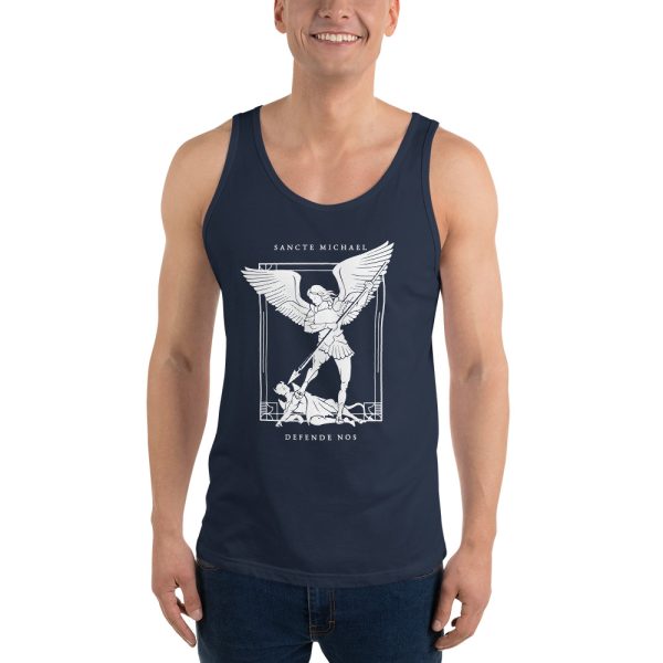 unisex-premium-tank-top-navy-front-617d3bbc074e8.jpg Saint Michael - Sancte Michael Defende Nos - Unisex Tank Top