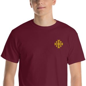 Golden Jerusalem Cross - Burgundy - Short Sleeve T-Shirt
