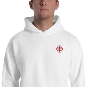 Embroidered Red Jerusalem Cross Unisex Hoodie