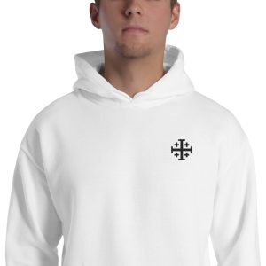 Embroidered Black Jerusalem Cross Unisex Hoodie